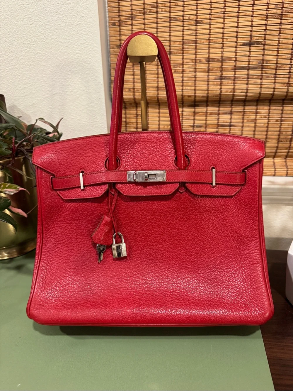 Hermes Red Togo Leather Satchel with Palladium Hardware